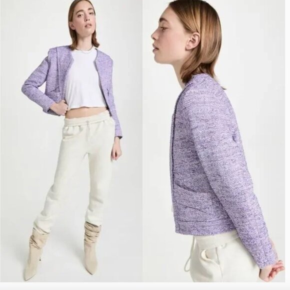 IRO Paris Nolun Tweed Jacket Purple/Silver Size S/36 NWT - Picture 7 of 16